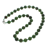 Ruby in Zoisite Necklace, zinc alloy lobster clasp, Round, 10mm Approx 19.5 Inch 