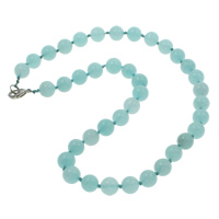 Aquamarine Necklace, zinc alloy lobster clasp, Round, natural, March Birthstone, 8mm Approx 18.5 Inch 
