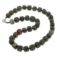 Ruby in Zoisite Necklace, zinc alloy lobster clasp, Cube, 9-12mm Approx 18 Inch 