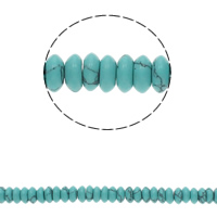 Synthetische Türkis Perlen, flache Runde, blau, 6.5x3mm, Bohrung:ca. 1.5mm, Länge:ca. 15.7 ZollInch, ca. 134PCs/Strang, verkauft von Strang