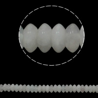 weiße Jade Perle, flache Runde, natürlich, 6.5x3mm, Bohrung:ca. 1.5mm, Länge:ca. 15.7 ZollInch, ca. 134PCs/Strang, verkauft von Strang