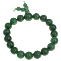 Handgelenk-Mala, Jade, mit elastische Nylonschnur, rund, natürlich, buddhistischer Schmuck, grün, 10mm, Länge:ca. 6.5 ZollInch, ca. 19PCs/Strang, verkauft von Strang