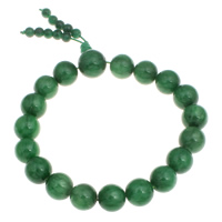 Wrist Mala, Jade, with nylon elastic cord, Round, natural, Buddhist jewelry, green, 14mm Approx 7.5 Inch, Approx 