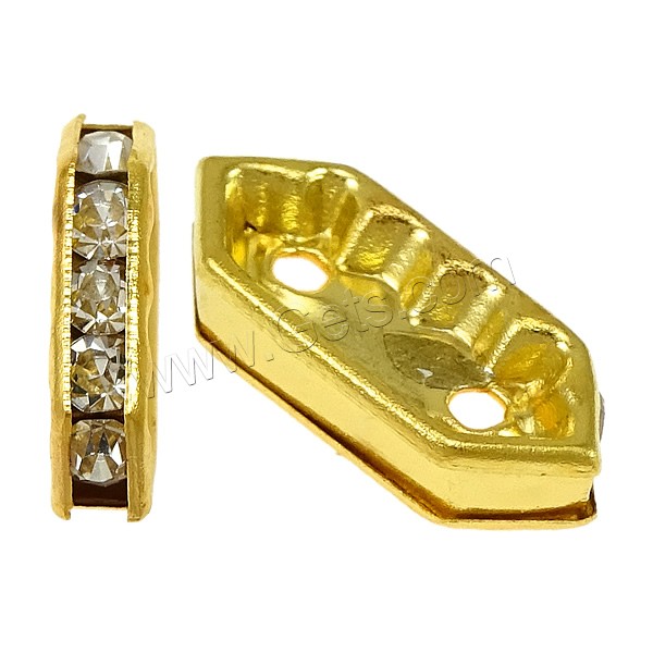 Bridge Rhinestone Spacer, Brass, plated, with rhinestone & 2-strand, more colors for choice, 2.5x11x4.5mm, Hole:Approx 1mm, Sold By PC