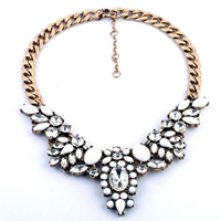 Fashion Statement Necklace, Zinc Alloy, with Crystal & Resin, with 1.5Inch extender chain, antique gold color plated, curb chain & faceted & with rhinestone Approx 16.9 Inch 