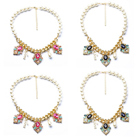 Fashion Statement Necklace, Zinc Alloy, with Crystal & Resin & Plastic Pearl, with 1.5Inch extender chain, gold color plated, faceted & with rhinestone 40mm Approx 17.7 Inch 