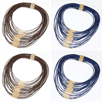 Waxed Nylon Cord Necklace, Zinc Alloy, with Waxed Nylon Cord, gold color plated, multi-strand 120mm Approx 17.7 Inch 