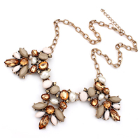 Fashion Statement Necklace, Zinc Alloy, with Crystal & Resin & Plastic Pearl, with 1.5Inch extender chain, antique gold color plated, oval chain & faceted & with rhinestone, 45mm Approx 17.7 Inch 