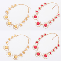 Fashion Statement Necklace, Zinc Alloy, with Resin, with 1.5Inch extender chain, Flower, gold color plated, oval chain & faceted 35mm Approx 19.6 Inch 