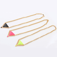 Resin Zinc Alloy Necklace, with Resin, Triangle, gold color plated, twist oval chain & faceted 35mm Approx 19.6 Inch 