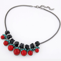 Resin Zinc Alloy Necklace, with Crystal & Resin, with 1.5Inch extender chain, plumbum black color plated, lantern chain & faceted & with rhinestone Approx 15.7 Inch 
