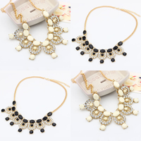 Fashion Statement Necklace, Zinc Alloy, with Resin, with 1.5Inch extender chain, gold color plated, twist oval chain & faceted & with rhinestone 34mm Approx 15.7 Inch 