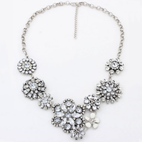 Fashion Statement Necklace, Zinc Alloy, with Crystal & Resin, with 1.5Inch extender chain, silver color plated, oval chain & faceted & with rhinestone, 58mm Approx 17.7 Inch 