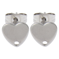 Stainless Steel Earring Stud Component, Heart, original color Approx 1mm 