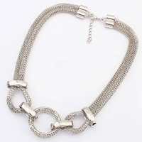 Zinc Alloy Necklace, with 1.5Inch extender chain, silver color plated, mesh chain, 34mm Approx 13.7 Inch 