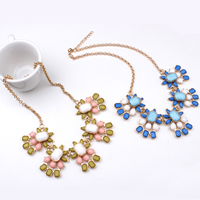 Fashion Statement Necklace, Zinc Alloy, with Resin, with 1.5Inch extender chain, rose gold color plated, round link chain & faceted 30mm Approx 17.7 Inch 