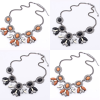 Fashion Statement Necklace, Zinc Alloy, with Crystal & Resin, with 1.5Inch extender chain, plumbum black color plated, twist oval chain & faceted & with rhinestone 56mm Approx 17.7 Inch 