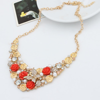 Fashion Statement Necklace, Zinc Alloy, with Crystal & Plastic & Plastic Pearl, with 1.5Inch extender chain, gold color plated, oval chain & faceted & with rhinestone, 35mm Approx 17.7 Inch 