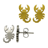 Stainless Steel Stud Earring, Scorpion, plated 