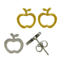 Stainless Steel Stud Earring, Apple, plated 