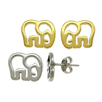 Stainless Steel Stud Earring, Elephant, plated 