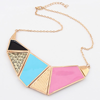 Fashion Statement Necklace, Zinc Alloy, with 1.5Inch extender chain, rose gold color plated, oval chain & enamel Approx 17.7 Inch 