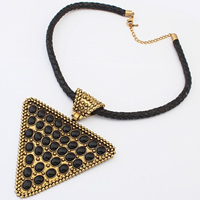 Resin Zinc Alloy Necklace, with PU Leather & Resin, with 1.5Inch extender chain, antique gold color plated, 118mm Approx 20.4 Inch 