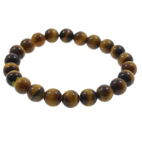 Tiger Eye Stone Bracelets, Round, natural, 8mm Approx 7.5 Inch 