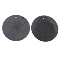 Schwarz Stein Anhänger, schwarzer Stein, flache Runde, natürlich, 50x7mm, Bohrung:ca. 2mm, 20PCs/Tasche, verkauft von Tasche