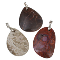 Mixed Gemstone Pendants, with brass bail, natural - Approx 