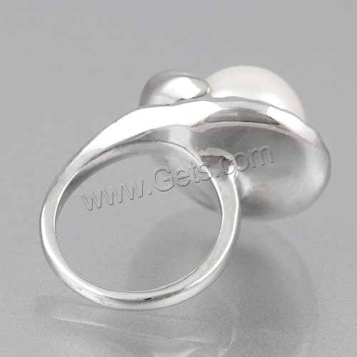 Glass Pearl Zinc Alloy Finger Ring, with Glass Pearl, platinum color plated, different size for choice & with rhinestone, 14mm,21mm, Sold By PC