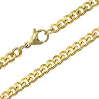 Stainless Steel Chain Necklace, gold color plated, curb chain Approx 20 Inch 