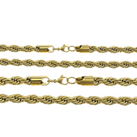 Stainless Steel Chain Necklace, gold color plated & rope chain 