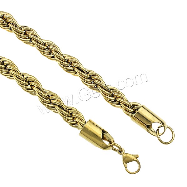 Stainless Steel Chain Necklace, gold color plated, different size for choice & rope chain, Sold By Strand
