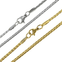 Halskette, Edelstahl, plattiert, Kastenkette, keine, 2mm, Länge:ca. 17.5 ZollInch, verkauft von Strang
