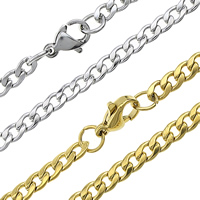 Stainless Steel Chain Necklace, plated, curb chain Approx 19 Inch 