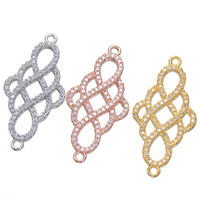 Cubic Zirconia Micro Pave Brass Connector, Chinese Knot, plated, micro pave cubic zirconia & 1/1 loop Approx 2mm 