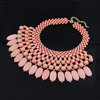 Fashion Statement Necklace, Zinc Alloy, with Resin, with 1.5Inch extender chain, rose gold color plated, pink, 20mm Approx 14.9 Inch 
