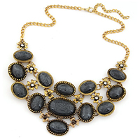 Fashion Statement Necklace, Zinc Alloy, with Acrylic, with 1.5Inch extender chain, antique gold color plated, twist oval chain & ice flake, 70mm Approx 16.5 Inch 