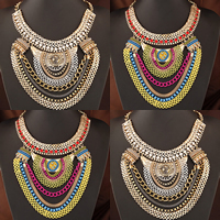Fashion Statement Necklace, Zinc Alloy, with 1.5Inch extender chain, plated, stoving varnish & twist oval chain & with rhinestone 84mm Approx 20.4 Inch 
