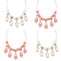 Fashion Statement Necklace, Zinc Alloy, with PU Leather & Copper Coated Plastic, rose gold color plated 50mm Approx 19.6 Inch 