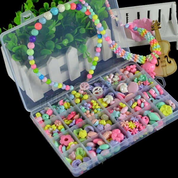 Children DIY String Beads Set Acrylic with Plastic Box for children ...