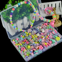 Children DIY String Beads Set, Acrylic, with Plastic Box, for children & mixed 