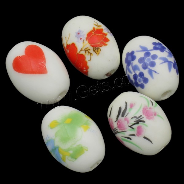 Kunstdruck Porzellan Perlen, oval, verschiedene Größen vorhanden & verschiedene Muster für Wahl, verkauft von PC