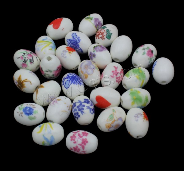 Kunstdruck Porzellan Perlen, oval, verschiedene Größen vorhanden & verschiedene Muster für Wahl, verkauft von PC