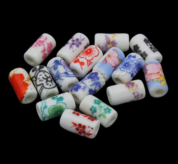 Printing Porcelain Beads, Tube, different size for choice & different designs for choice, Sold By PC