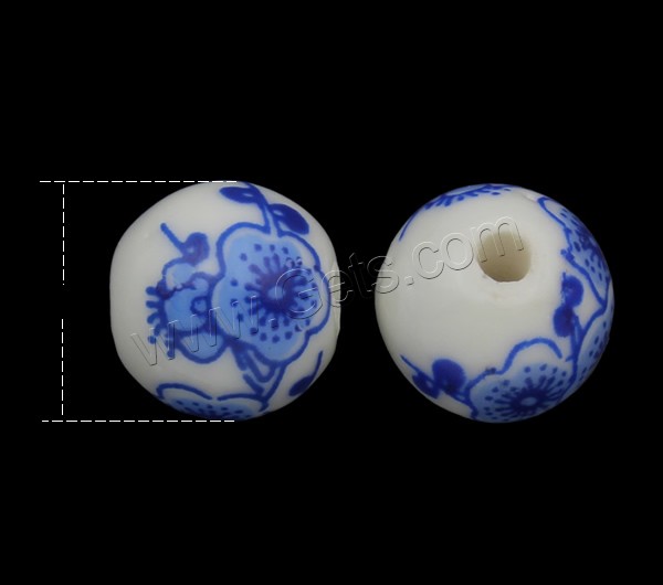 Abalorios de cerámica de la impresión, Porcelana, Esférico, estampado, diverso tamaño para la opción & diferentes patrones para la opción, Vendido por UD