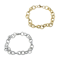 Bracelets en acier inoxydable, Placage, chaîne ovale, plus de couleurs à choisir Environ 8 pouce, Vendu par brin