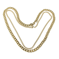 Stainless Steel Chain Necklace, gold color plated & curb chain 