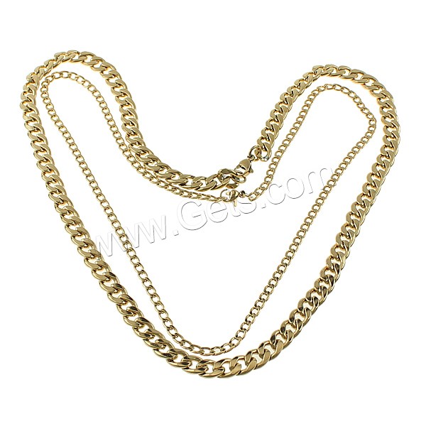 Stainless Steel Chain Necklace, gold color plated, different size for choice & curb chain, Sold By Strand